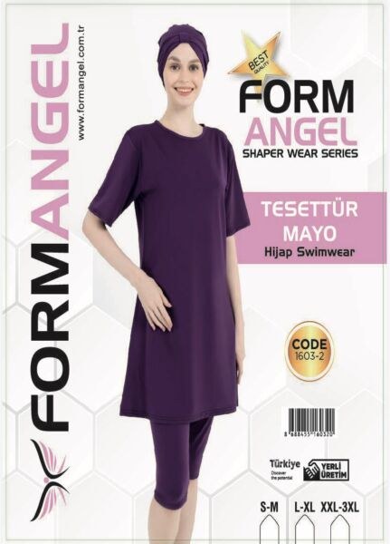 FORM ANGEL 1603-2 K.KOL LİKRALI DÜZ TESETTÜR MAYO