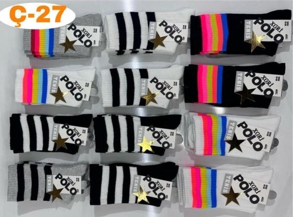 XGRİ Ç-27 TENİS ÇOCUK ÇORAP ASORTİ
