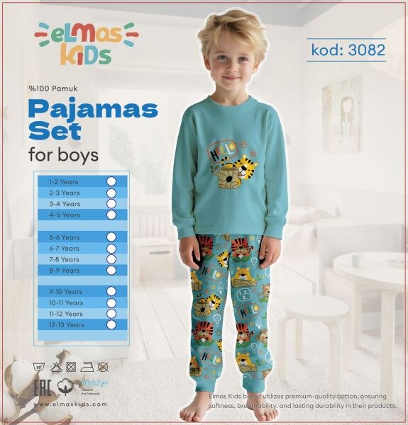 ELMAS 3082-2 ERKEK ÇOCUK 5-8 YAŞ PİJAMA TAKIM