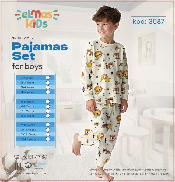 ELMAS 3087-3 ERKEK ÇOCUK 9-12 YAŞ PİJAMA TAKIM