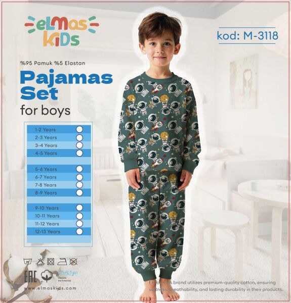 ELMAS 3118-1 ERKEK ÇOCUK 1-5 YAŞ PİJAMA TAKIM