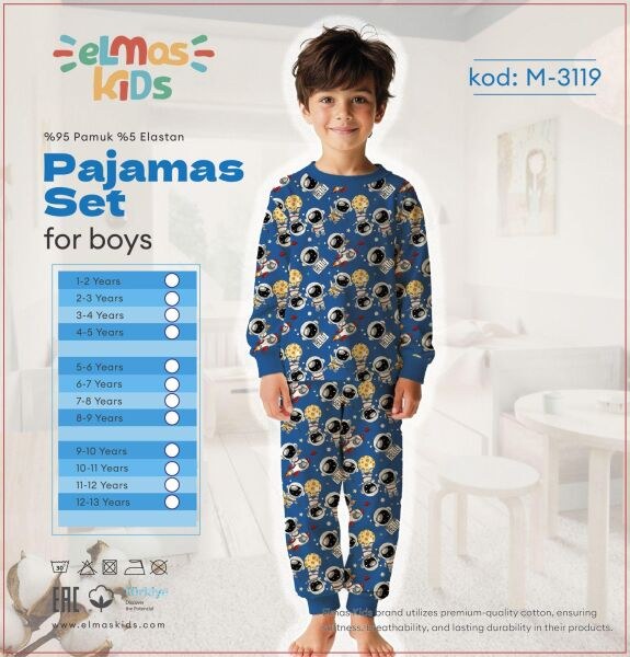 ELMAS 3119-2 ERKEK ÇOCUK 5-8 YAŞ PİJAMA TAKIM