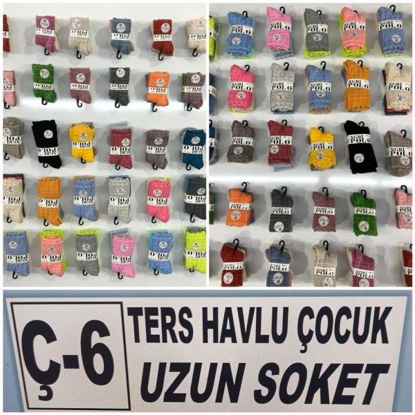 XGRİ Ç-6 KIZ ÇOCUK TERS HAVLU ÇORAP