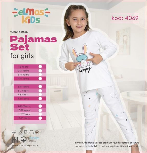 ELMAS 4069 KIZ ÇOCUK 1-5 YAŞ PİJAMA TAKIM