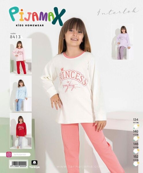 PİJAMAX 8413 KIZ GES 10-15 İNTERLOK PİJAMA TAKIMI Lila