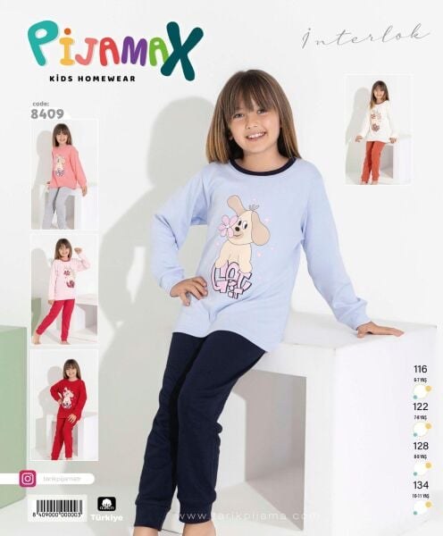 PİJAMAX 8409 KIZ GARSON 6-11 YŞ İNTERLOK PİJAMA TK NAR ÇİÇEĞİ