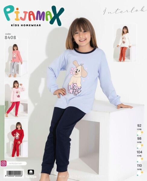PİJAMAX 8408 KIZ 2-6 YŞ İNTERLOK PİJAMA TAKIMI SARI