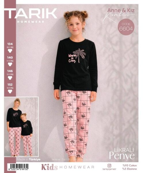 TARIK 6604 KIZ 11-15 YŞ PENYE PİJAMA TAKIM SİYAH
