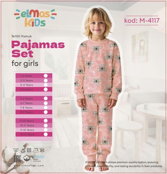 ELMAS 4117-3 KIZ ÇOCUK 9-13 YAŞ PİJAMA TAKIM