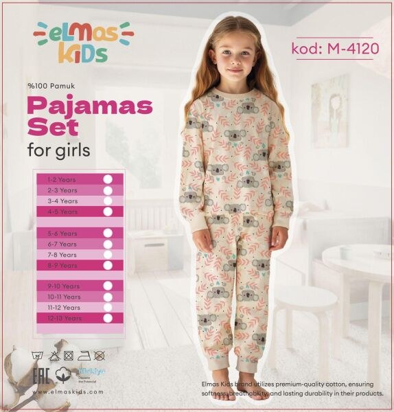 ELMAS 4120-3 KIZ ÇOCUK 9-13 YAŞ PİJAMA TAKIM