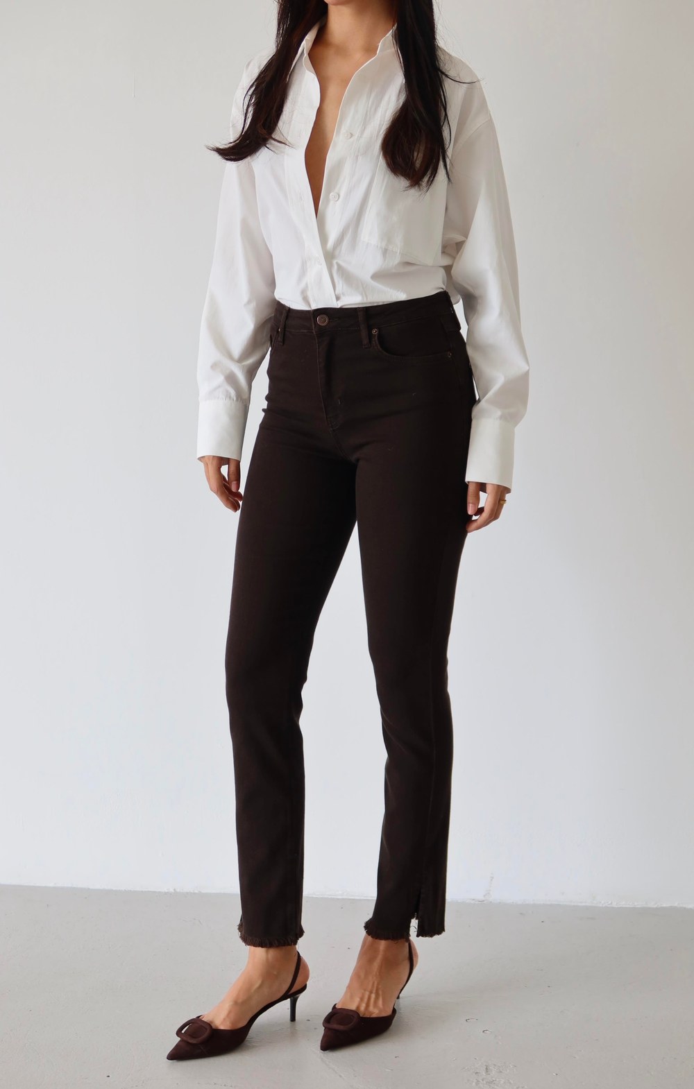 Mia Dark Brown Jean Pantolon