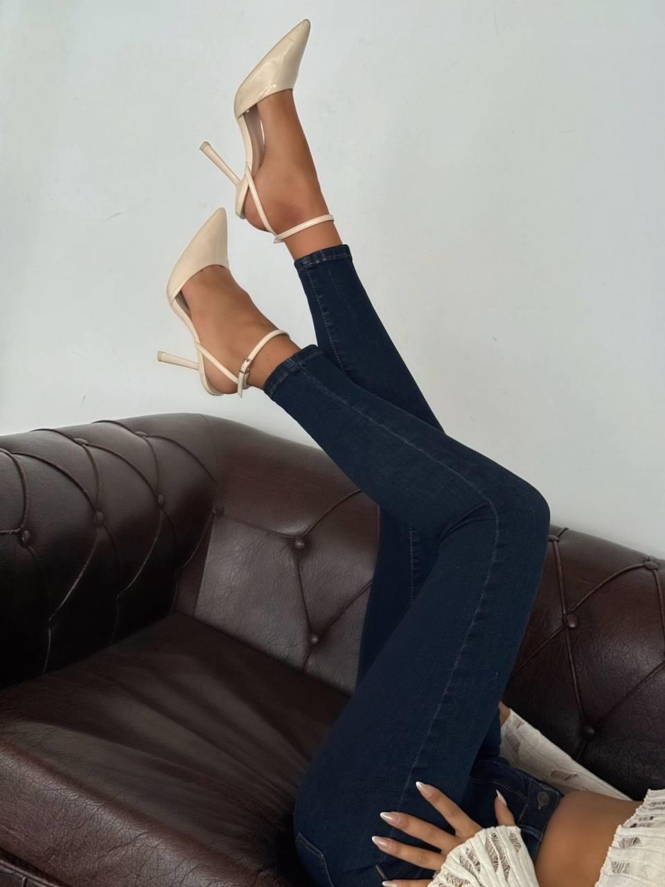 Kadın Dar Paça Skinny Kesim Dark Blue Jean Pantolon