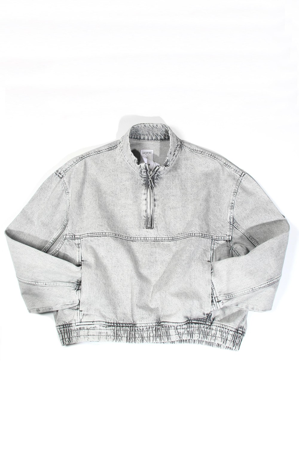 Yaka Fermuar Detaylı Gri Sweatshirt