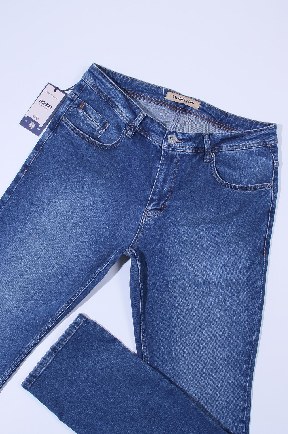 Erkek Yüksek Bel Battal Kesim Boru Paça Blue Jean Pantolon