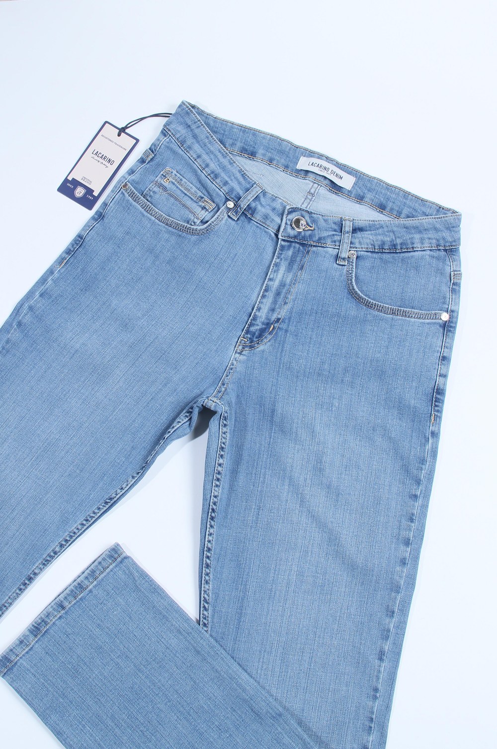 Erkek Yüksek Bel Bol Paça Light Blue Jean Pantolon