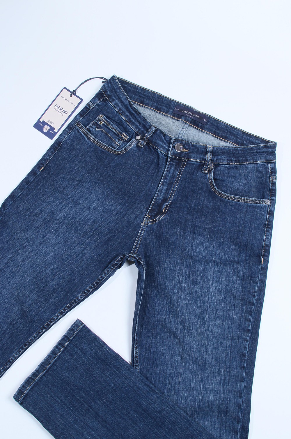 Erkek Boru Paça Yüksek Bel Dark Blue Jean Pantolon
