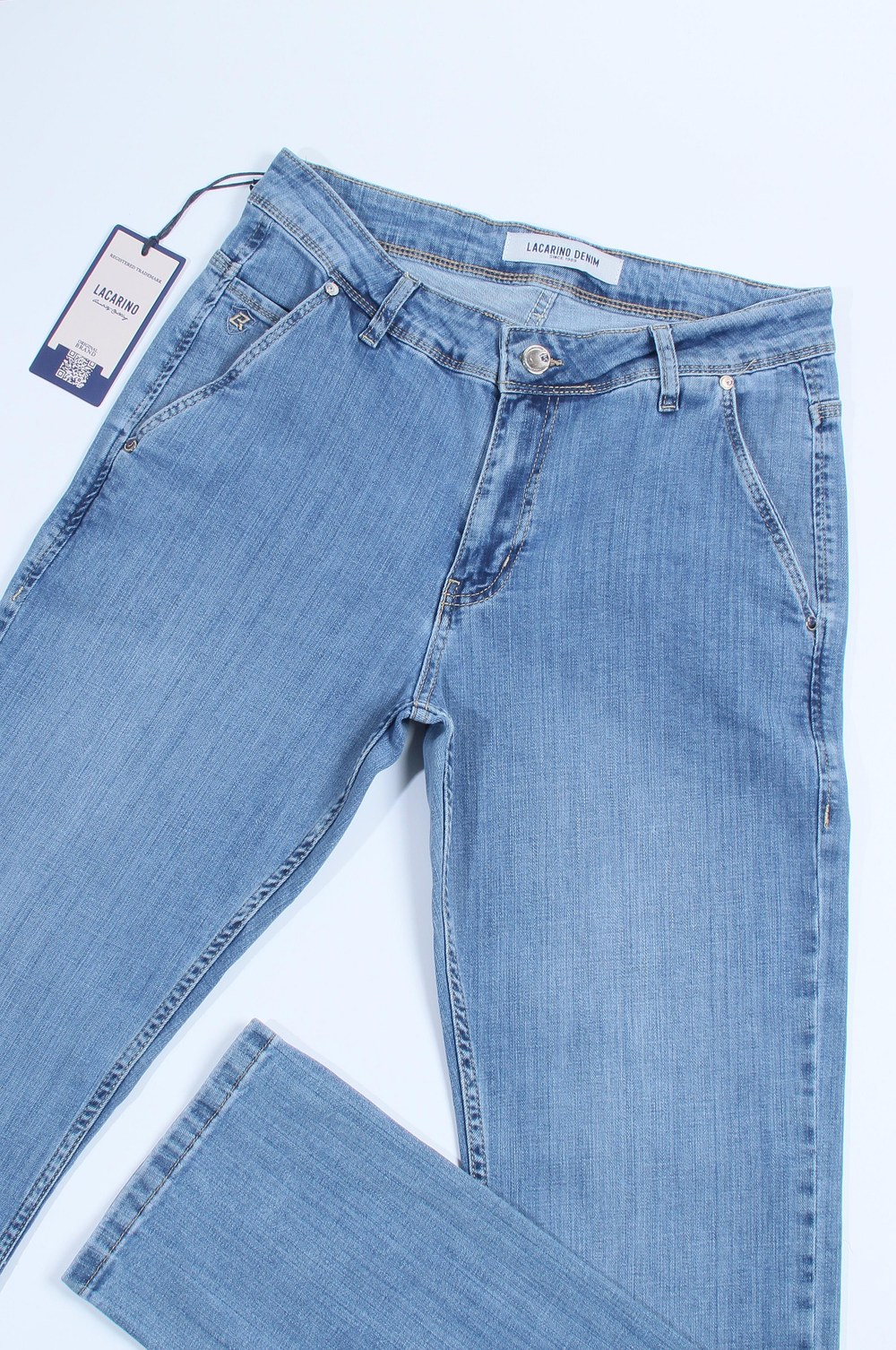 Yüksek Bel Boru Kesim Light Blue Jean Pantolon