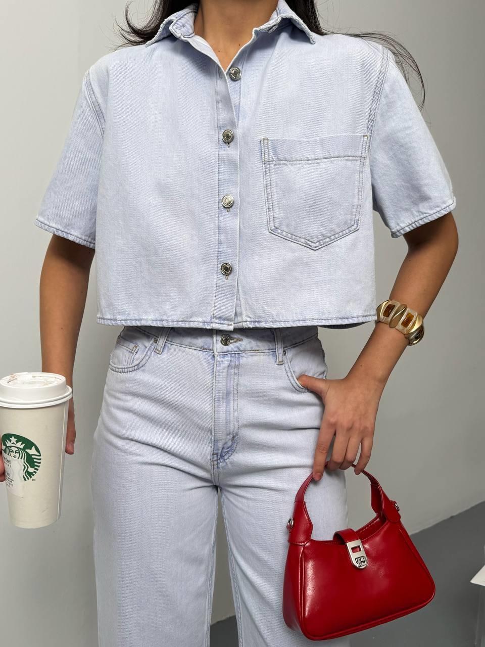 Cep Detaylı Brilliant Blue Denim Gömlek