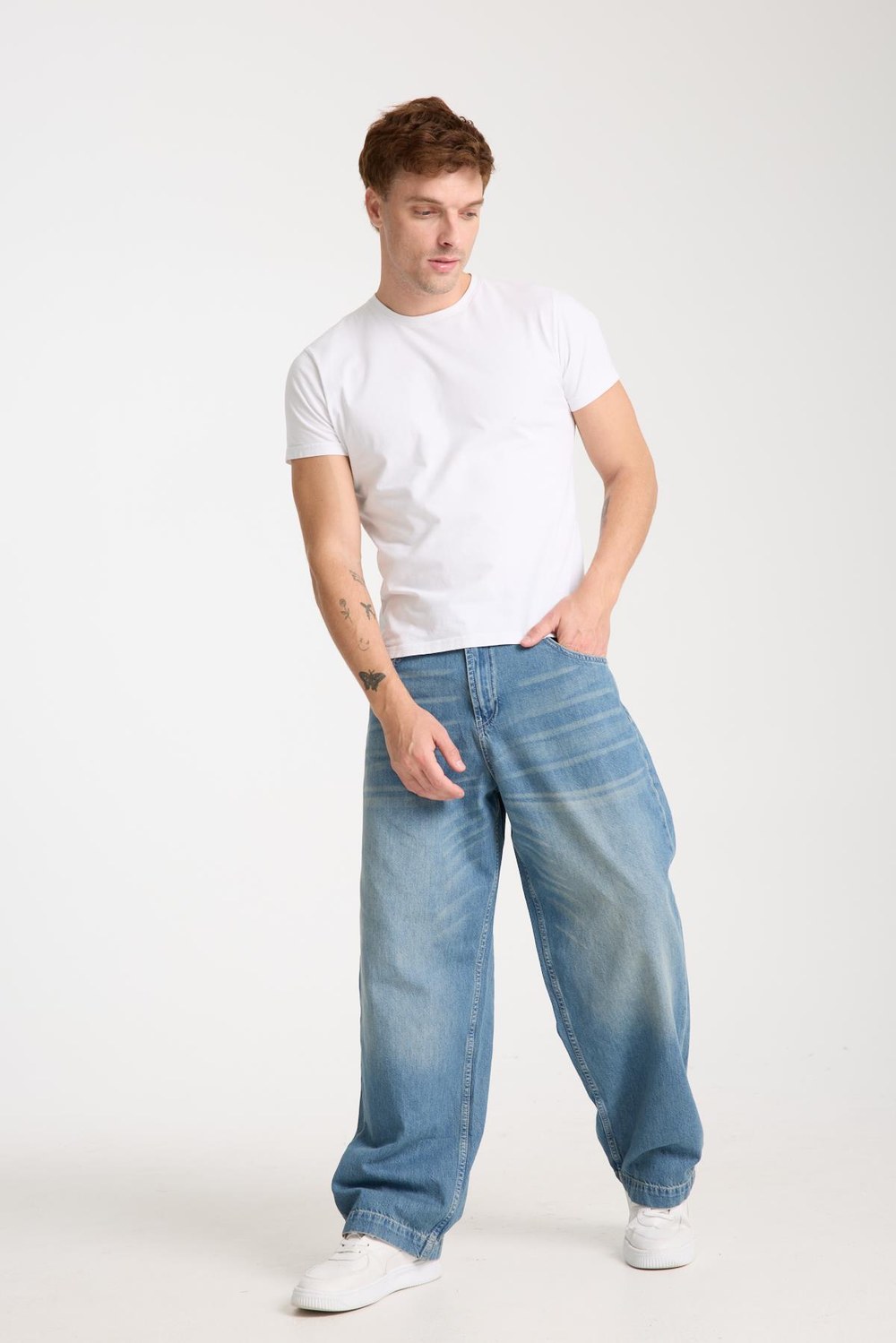 Erkek Rahat Kalıp Bol Kesim Super Baggy Blue Tint Jean Pantolon