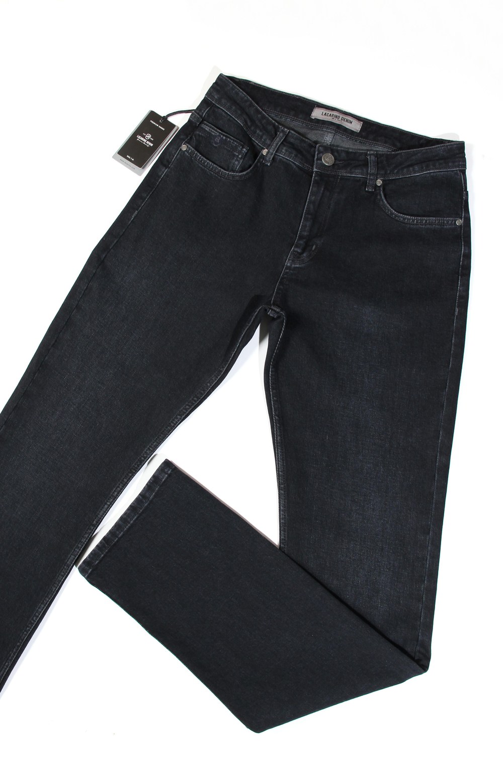 Erkek Yüksek Bel Yarım Boru Paça Ebony Black Jean Pantolon