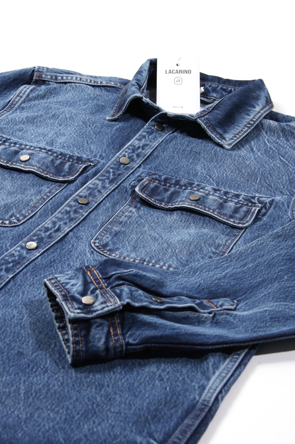 Cep Detaylı Dark Blue Denim Gömlek