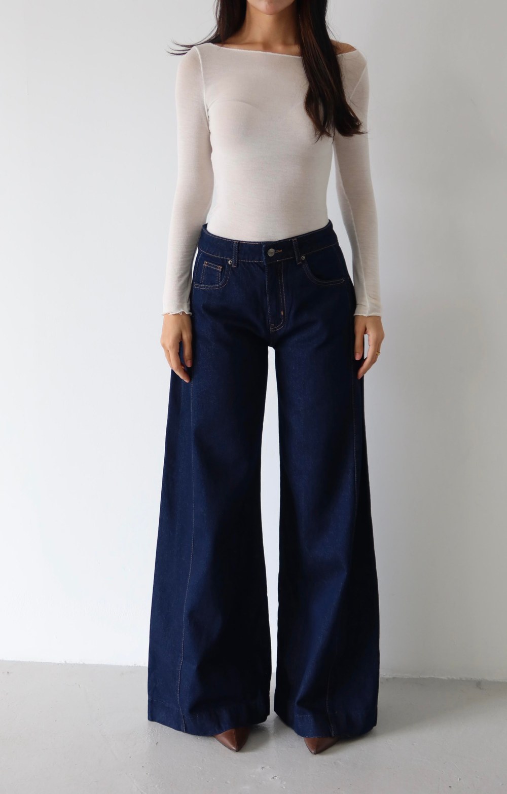 Yüksek Bel Yandan Pile Detaylı Extra Bol Kesim Rinse Jean Pantolon