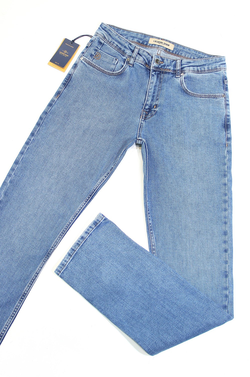 Yüksek Bel Boru Paça Ice Blue Erkek Jean Pantolon