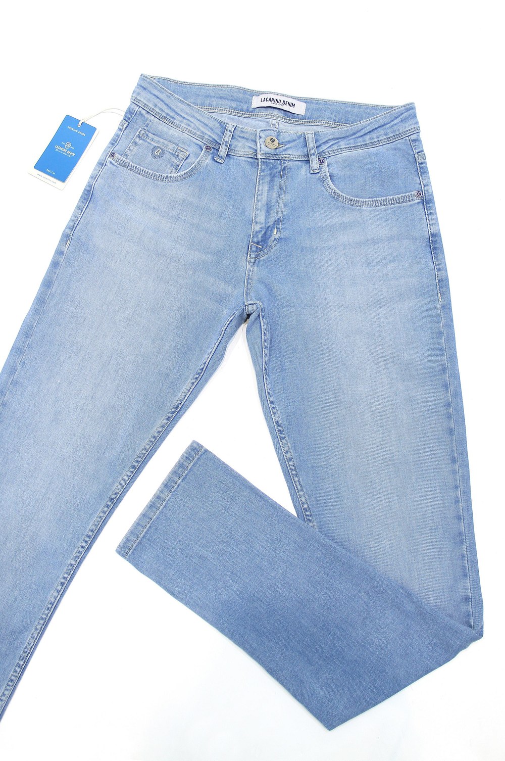 Yüksek Bel Dar Paça Ice Blue Ek Beden Erkek Jean Pantolon