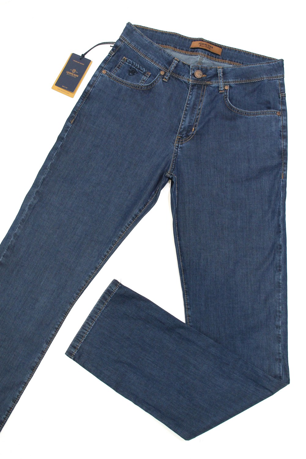 Klasik Kesim Boru Paça Dark Blue Tencel Pantolon