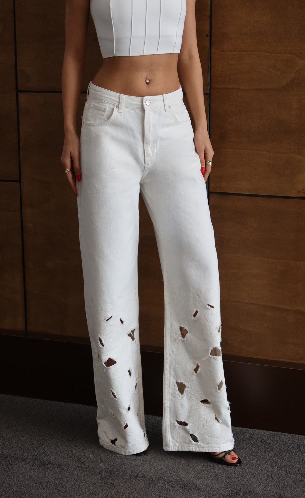 Btkm 34/40 Ekru Nakışlı Pantolon