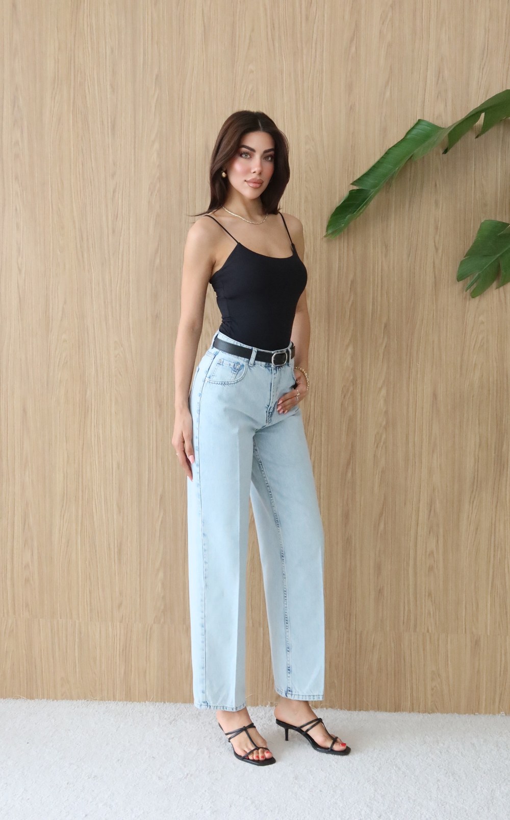 Yüksek Bel Kemer Detaylı Balon Kalıp Light Blue Jean Pantolon