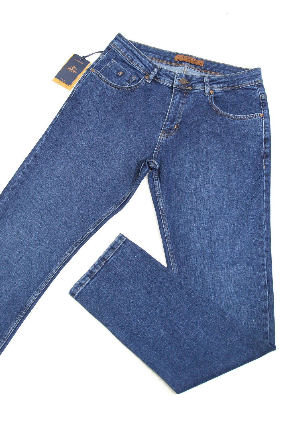 Yüksek Bel Dar Paça Ek Beden Ocean Blue Erkek Jean Pantolon