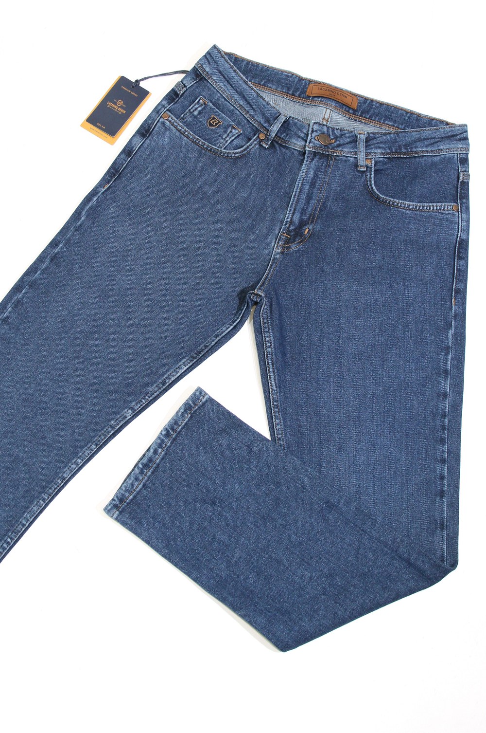 Yüksek Bel Boru Paça Dark Blue Erkek Jean Pantolon