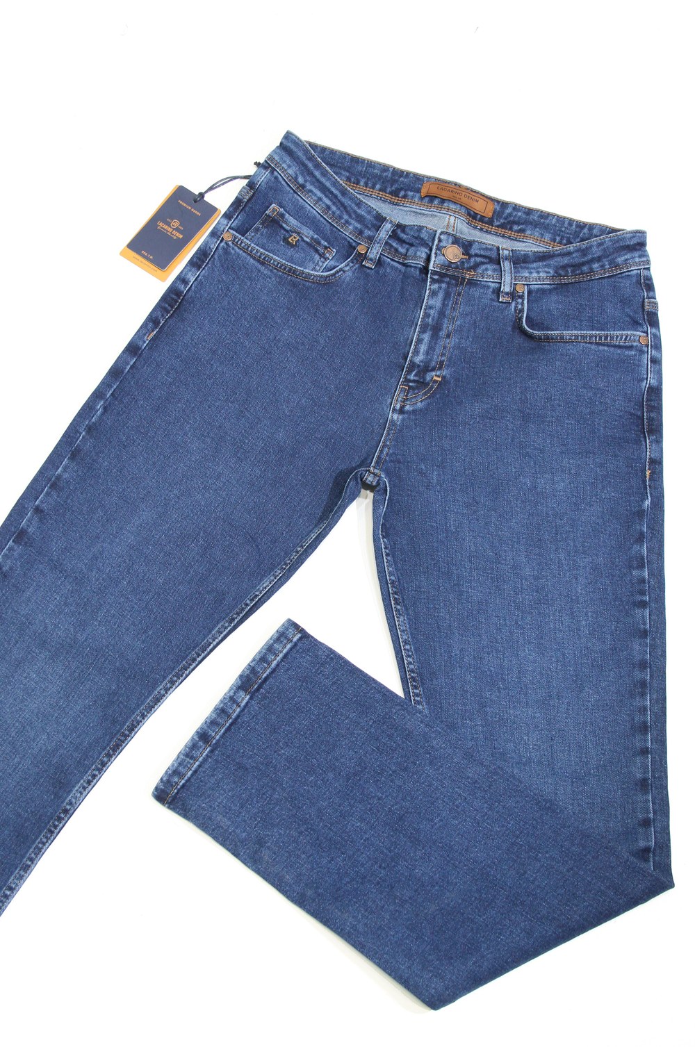 Yüksek Bel Boru Paça Ek Beden Ocean Blue Erkek Jean Pantolon