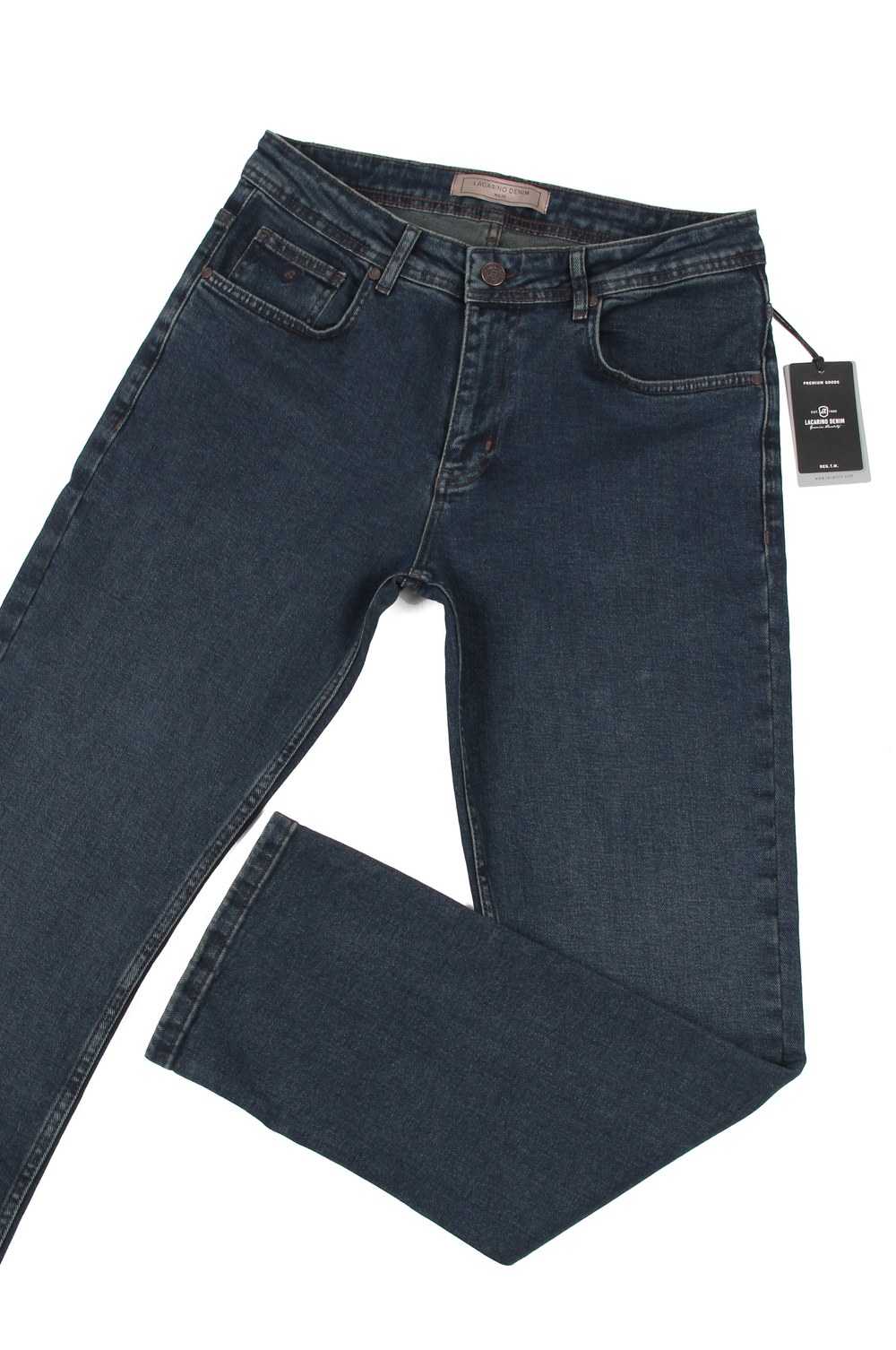Yüksek Bel Bol Paça Rahat Kalıp Dark Blue Tint Erkek Jean Pantolon