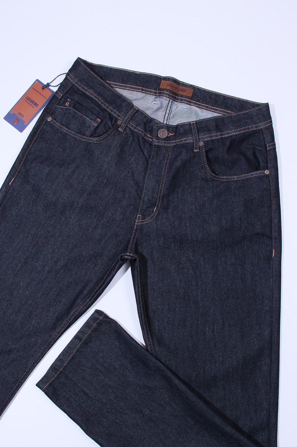 Yüksek Bel Boru Paça Navy Blue Battal Pantolon