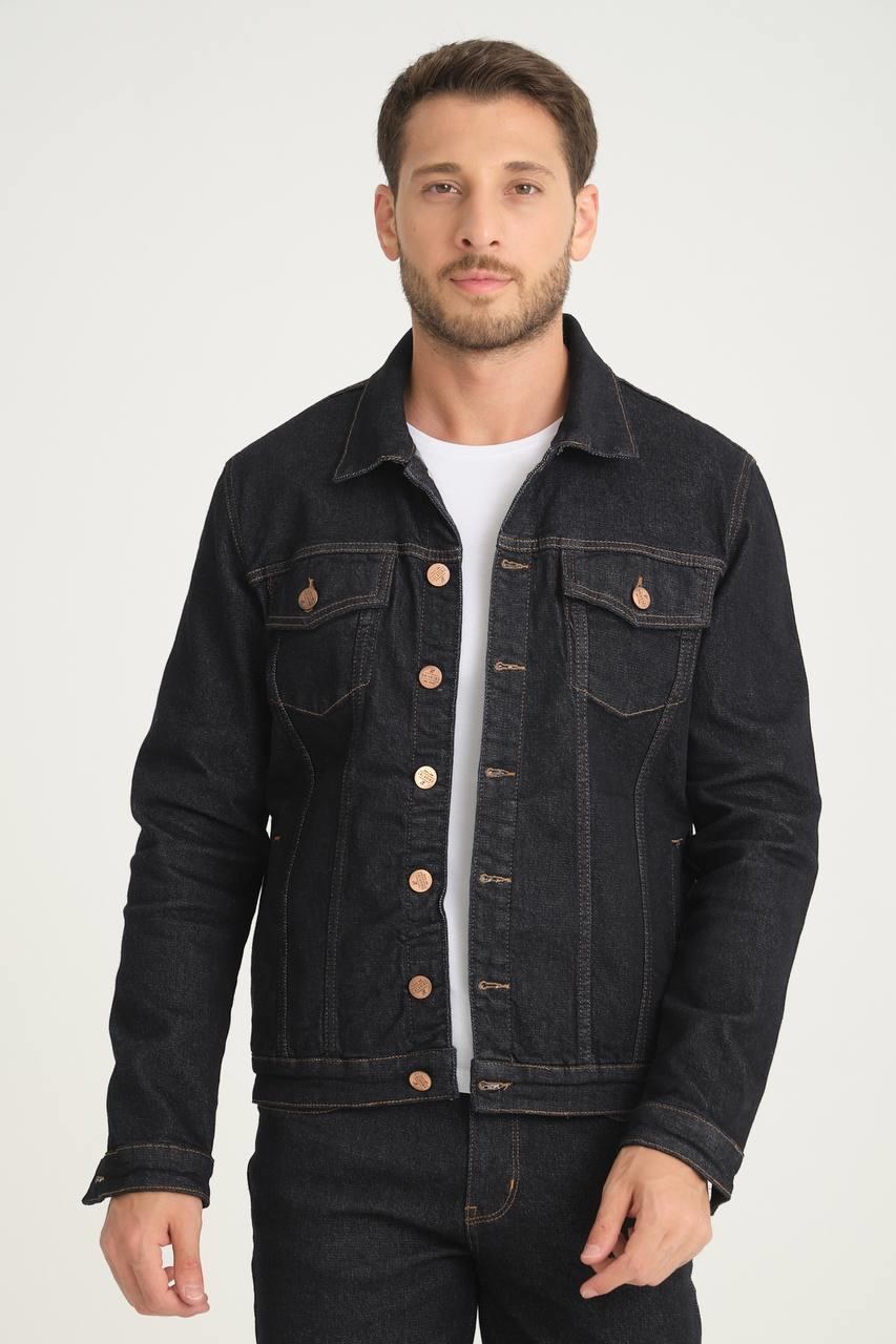 7 Düğmeli Navy Blue Denim Ceket
