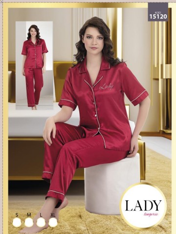 Saten Düz Kısa Kol Pijama Takımı