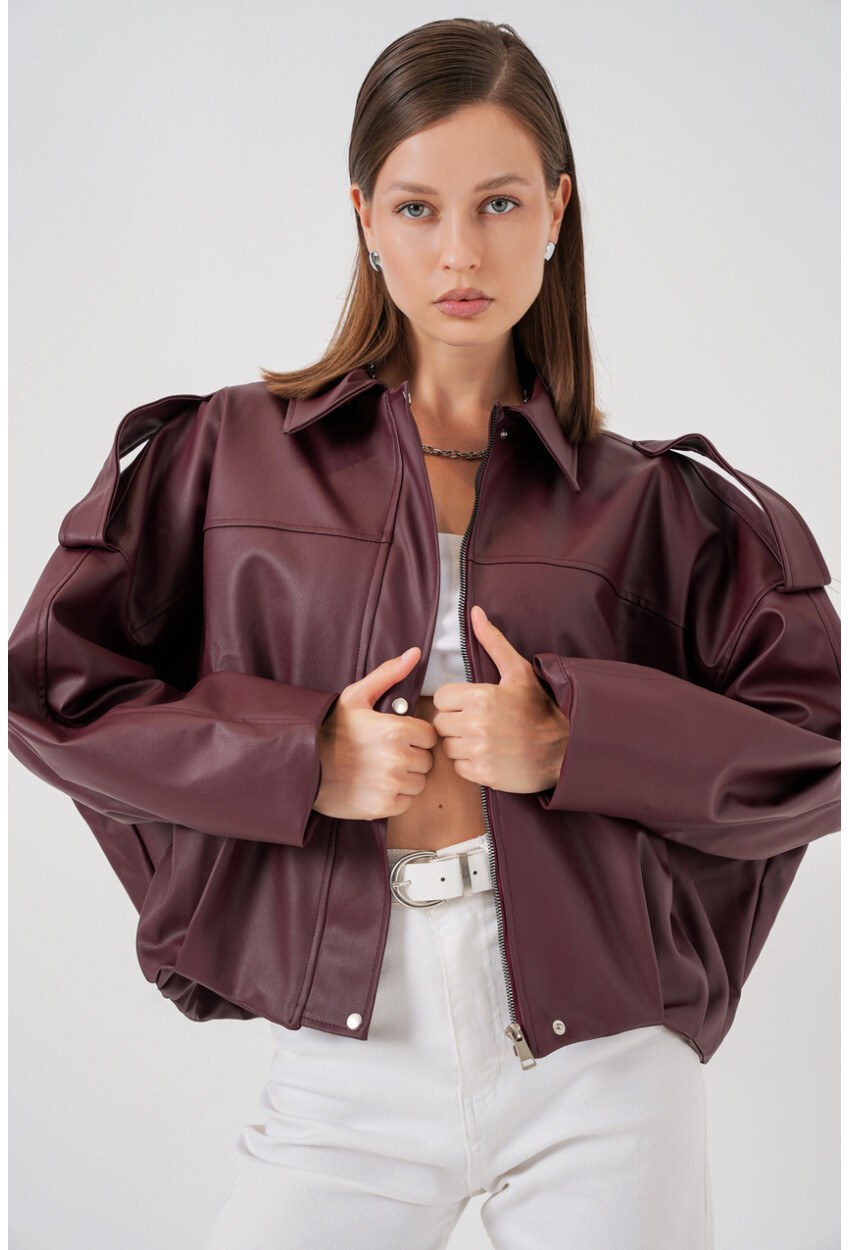 Kadın Oversize Deri Ceket 1055