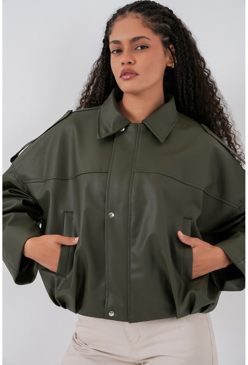 Kadın Oversize Deri Ceket 1055