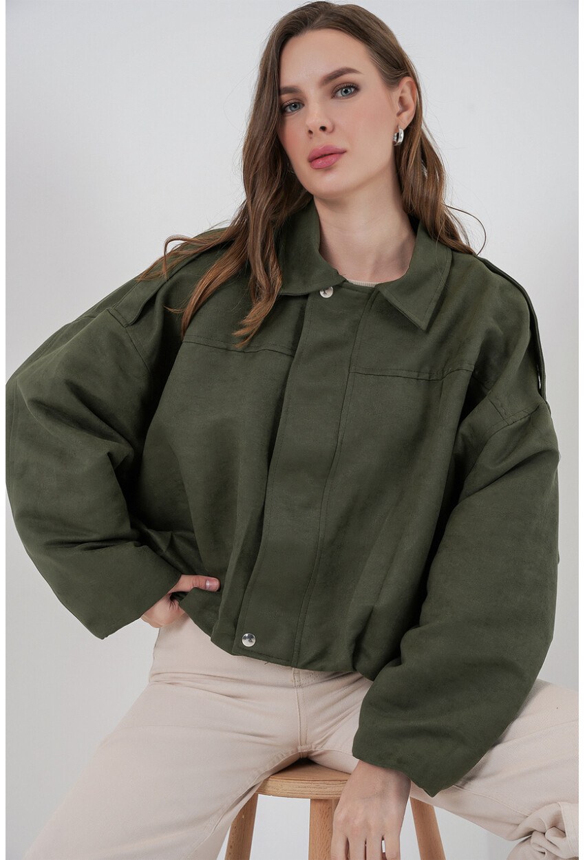 Kadın Oversize Deri Ceket 1055