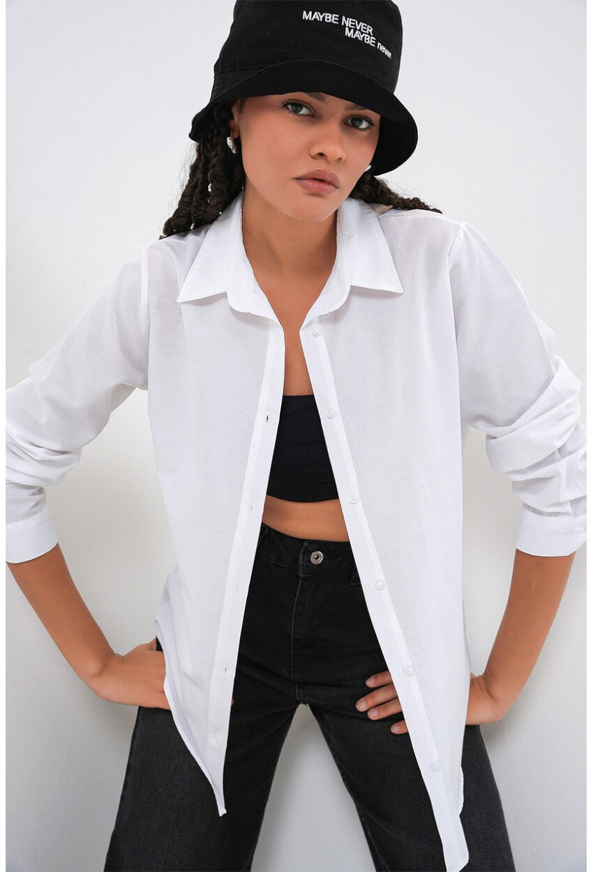 Kadın Oversize Basic Gömlek 20349
