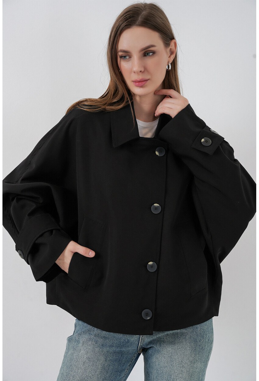 Kadın Oversize Kısa Trençkot 5977