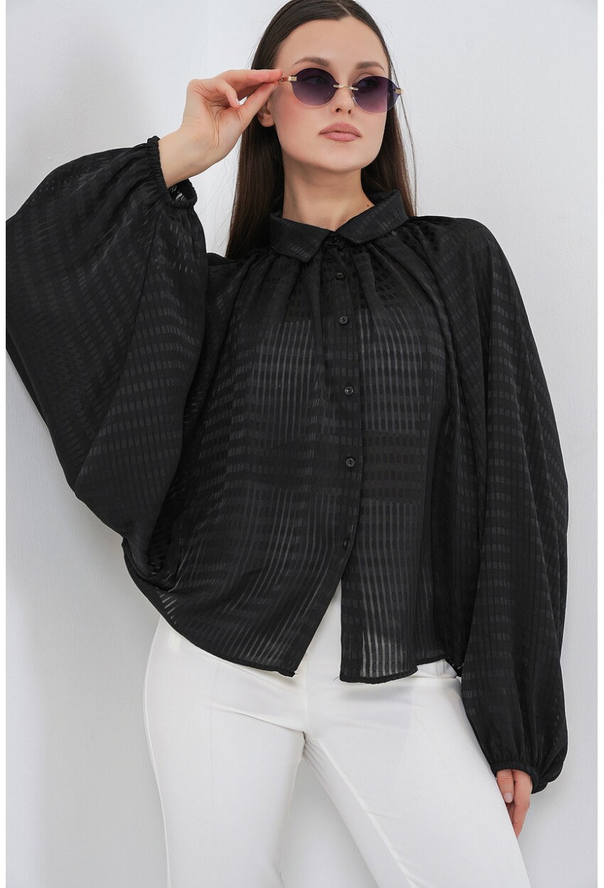 Kadın Yarasa Kol Oversize Gömlek 20368