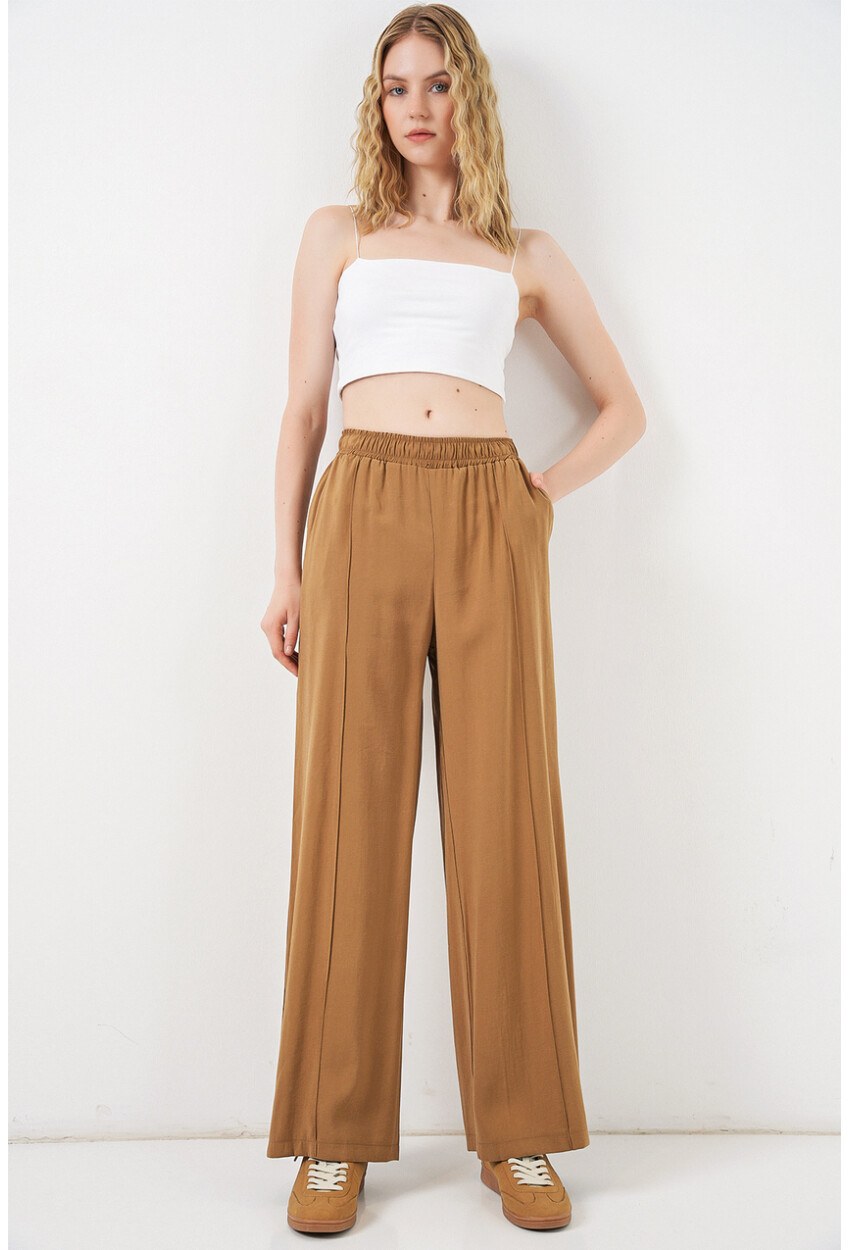 Kadın Beli Lastikli Bol Paça Pantolon 30087
