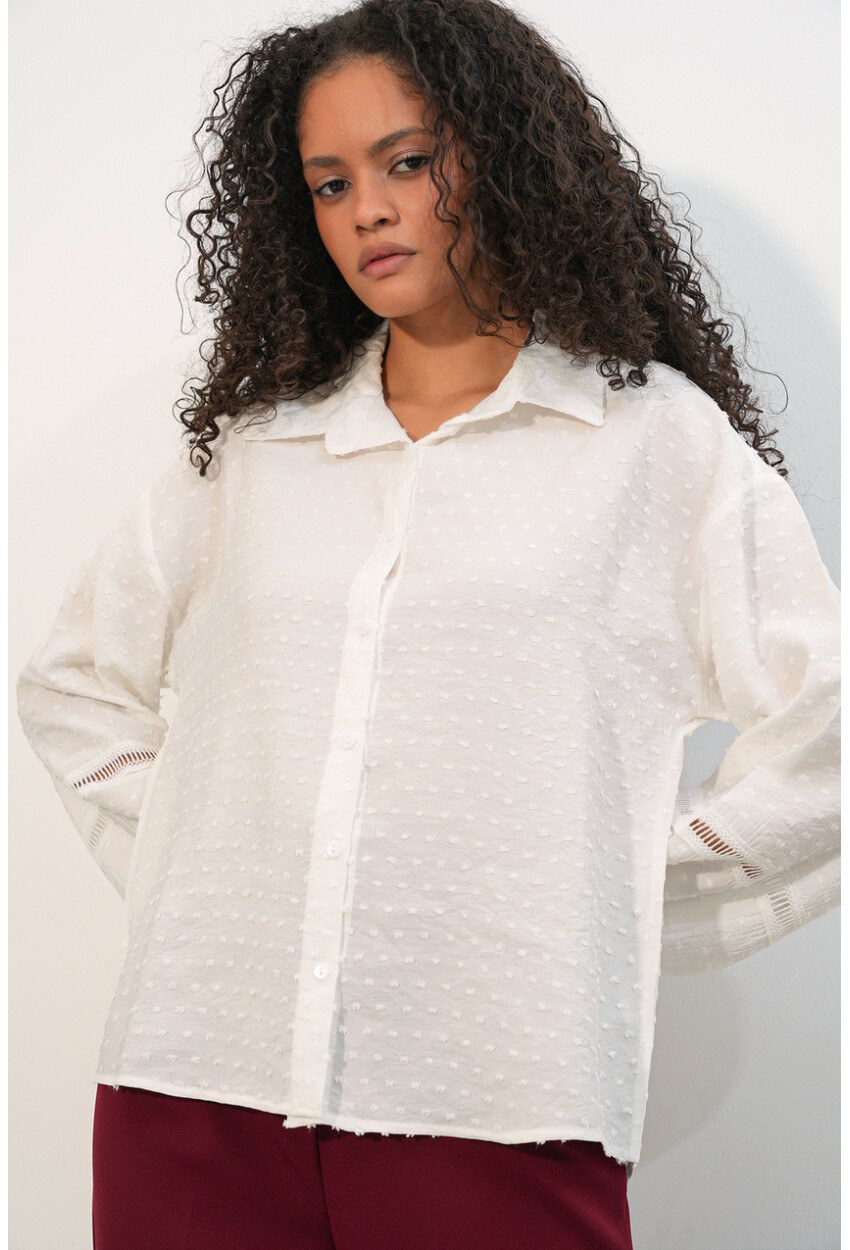 Kadın Oversize Desenli Gömlek 20379