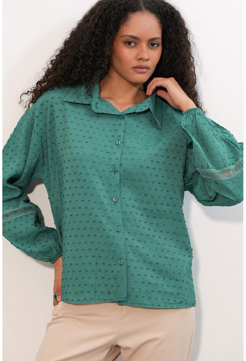 Kadın Oversize Desenli Gömlek 20379