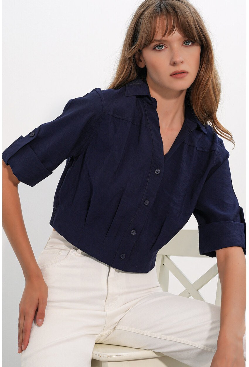 Kadın Crop Oversize Gömlek 20390
