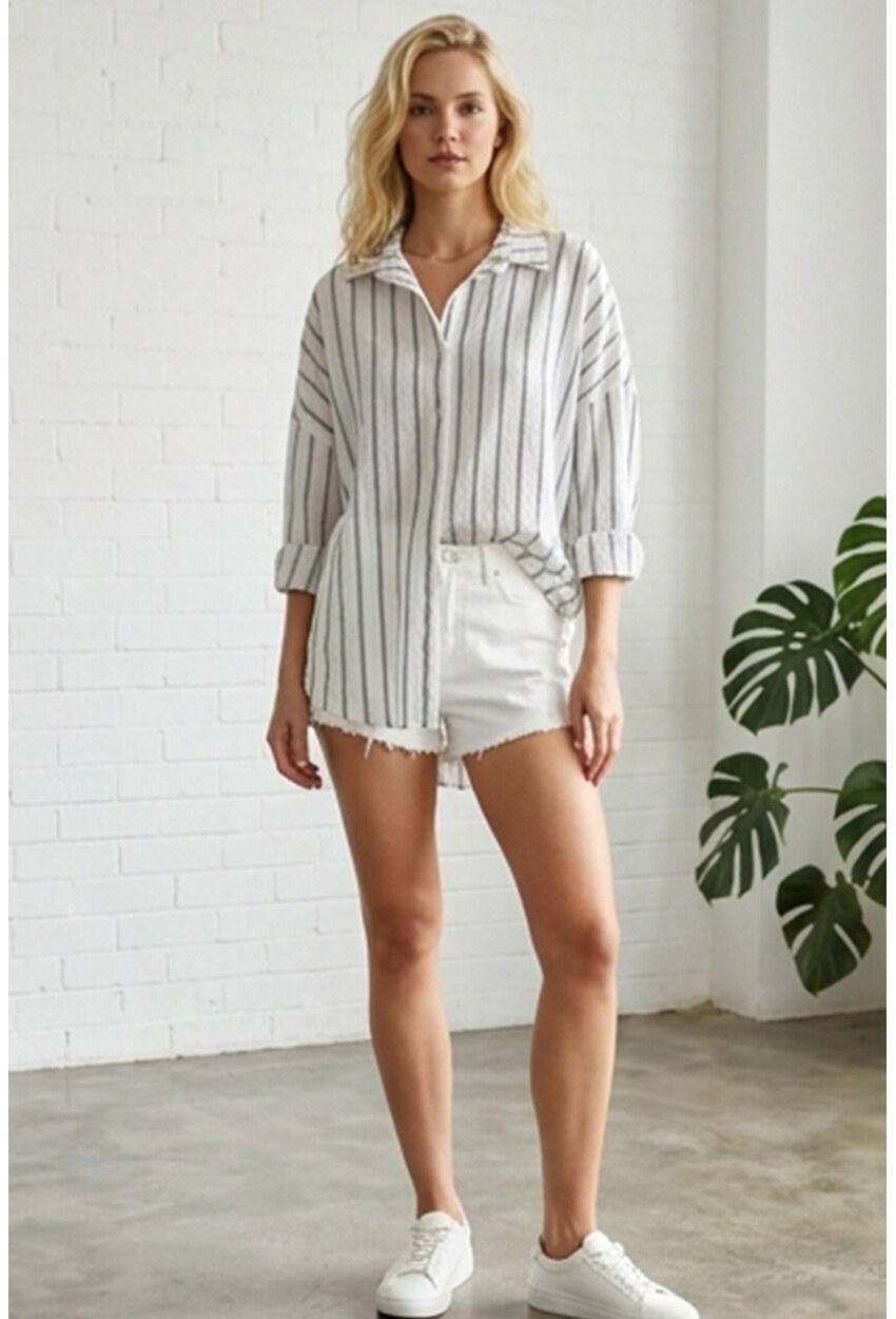 3900 Oversize Uzun Basic Gömlek