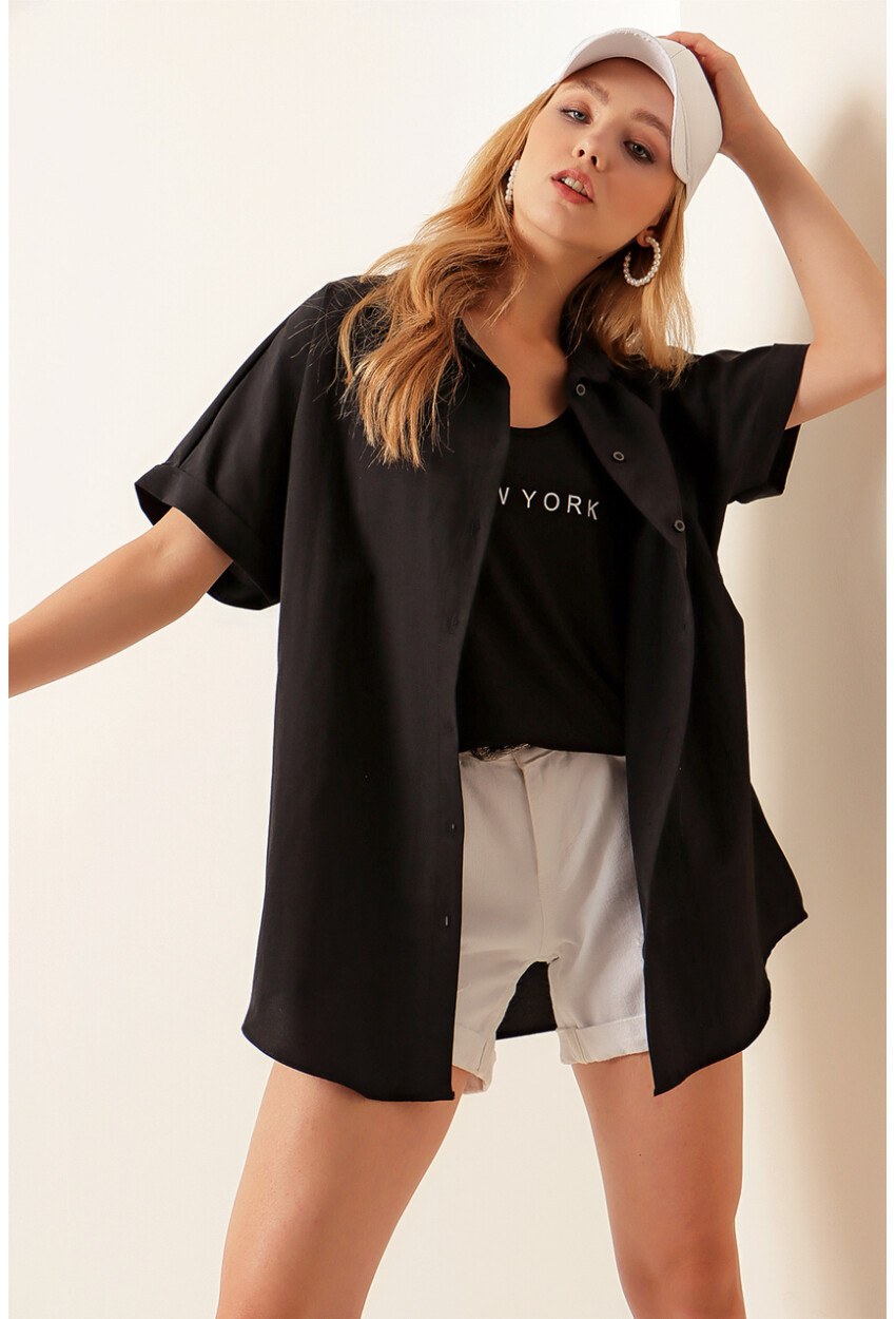 20120 Oversize Kısa Kollu Gömlek